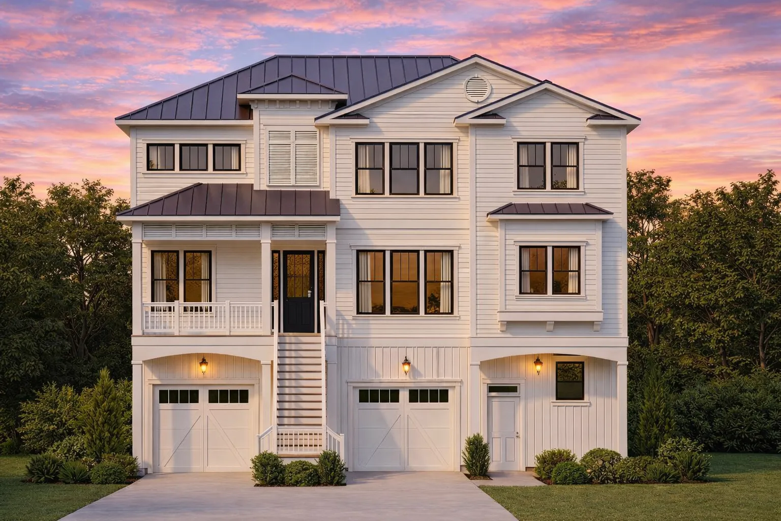 Luxury 3-story coastal house plan features over 3,100 sq. ft., 3 bed, 3 bath