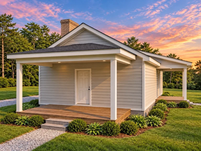Front view of a small American Cottage home featuring Minimal Traditional design and horizontal lap siding