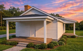 Plan  20-1407 - Auburn Field Chalet  | American Cottage Cabin - 1-Bed, 1-Bath, 652 SF