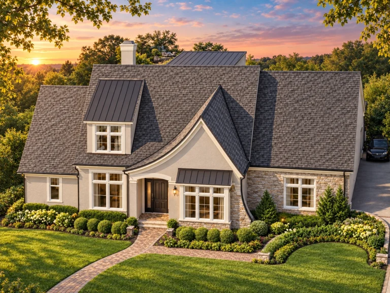 Split Garage House Plans 20 Front elevation of Modern Farmhouse ranch style home with white board and batten siding, stone accents, gabled roof, and covered entry porch