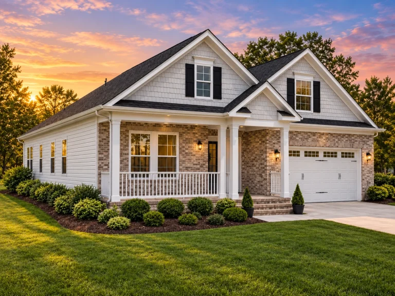 Modern Farmhouse House Plans 15 Traditional Craftsman cottage-style brick home with front porch and gable roof design.