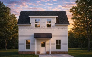 Plan  16-1039 - Auburn Ridge Villa |  American Foursquare Garage - 1-Bed, 1-Bath, 1,200 SF