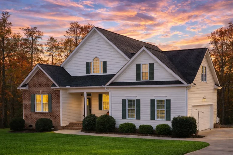 Front elevation of a Traditional Craftsman Suburban style home featuring brick, horizontal siding, board and batten accents, and classic architectural detailing