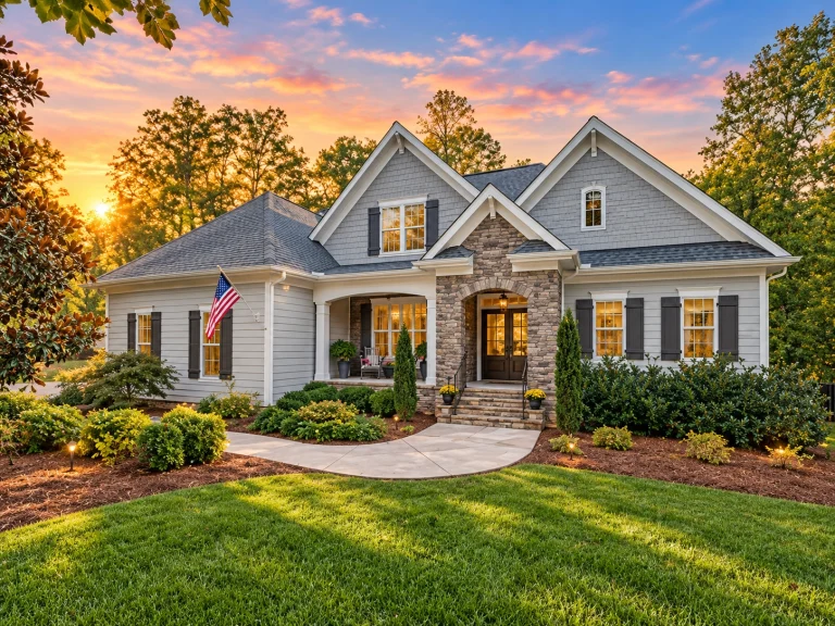 Modern Farmhouse House Plans 11 Craftsman Traditional house exterior with stone entry, gable roof, and front porch