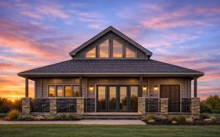 Plan  8-1966 - Aster Willow Manor |  Craftsman Bungalow Pool House - 2-Bed, 1-Bath, 1,150 SF