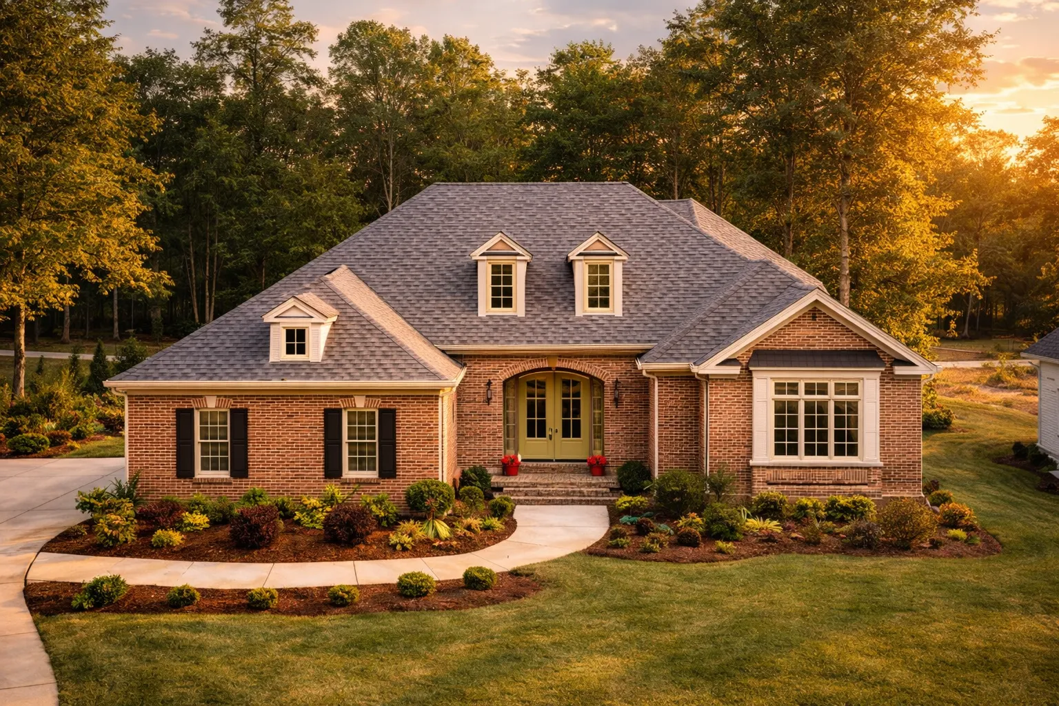 Traditional 3-Bedroom House Plan with Courtyard and Brick Exterior