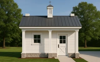 Plan  13-1318 - Aster Glen Manor |  Colonial Cottage Garden Shed - 1-Bed, 1-Bath, 420 SF