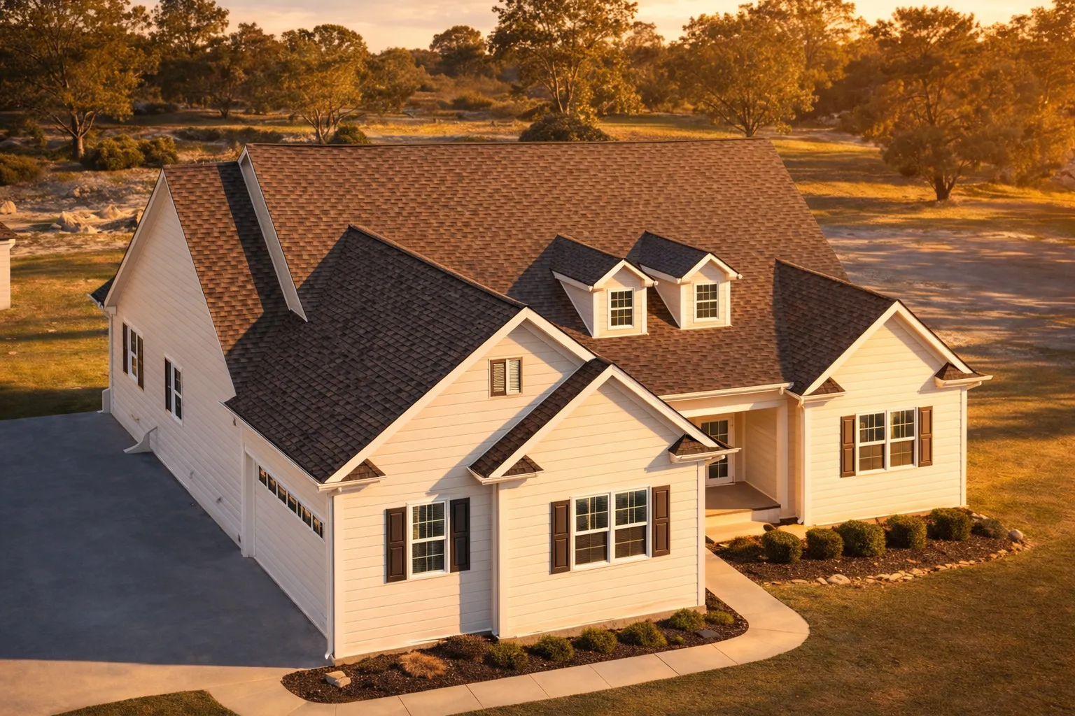 Southwestern House Plans 25 Front elevation of a Traditional Colonial style brick home featuring symmetrical design, dormer windows, shutters, and a covered front porch