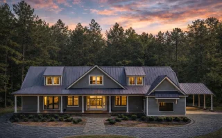 Plan  16-1239 - Aster Landing Hall |  Modern Farmhouse - 4-Bed, 3-Bath, 6,001 SF