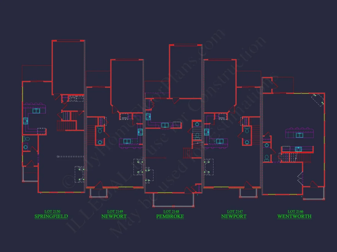 Modern Townhome Floor Plan with CAD Architecture Designs