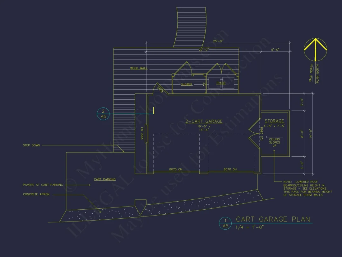 Compact 2-Bay Golf Cart Garage Blueprint with CAD Design