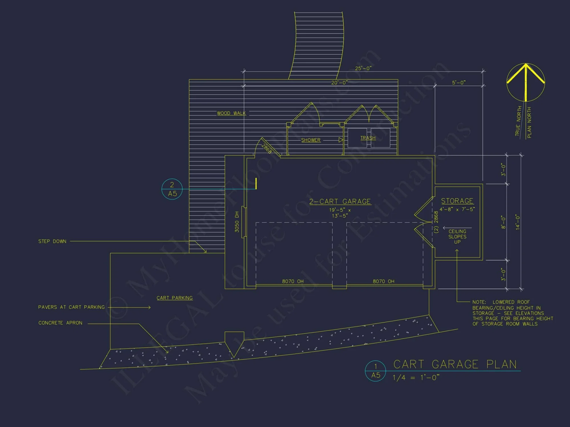 Compact 2-Bay Golf Cart Garage Blueprint with CAD Design