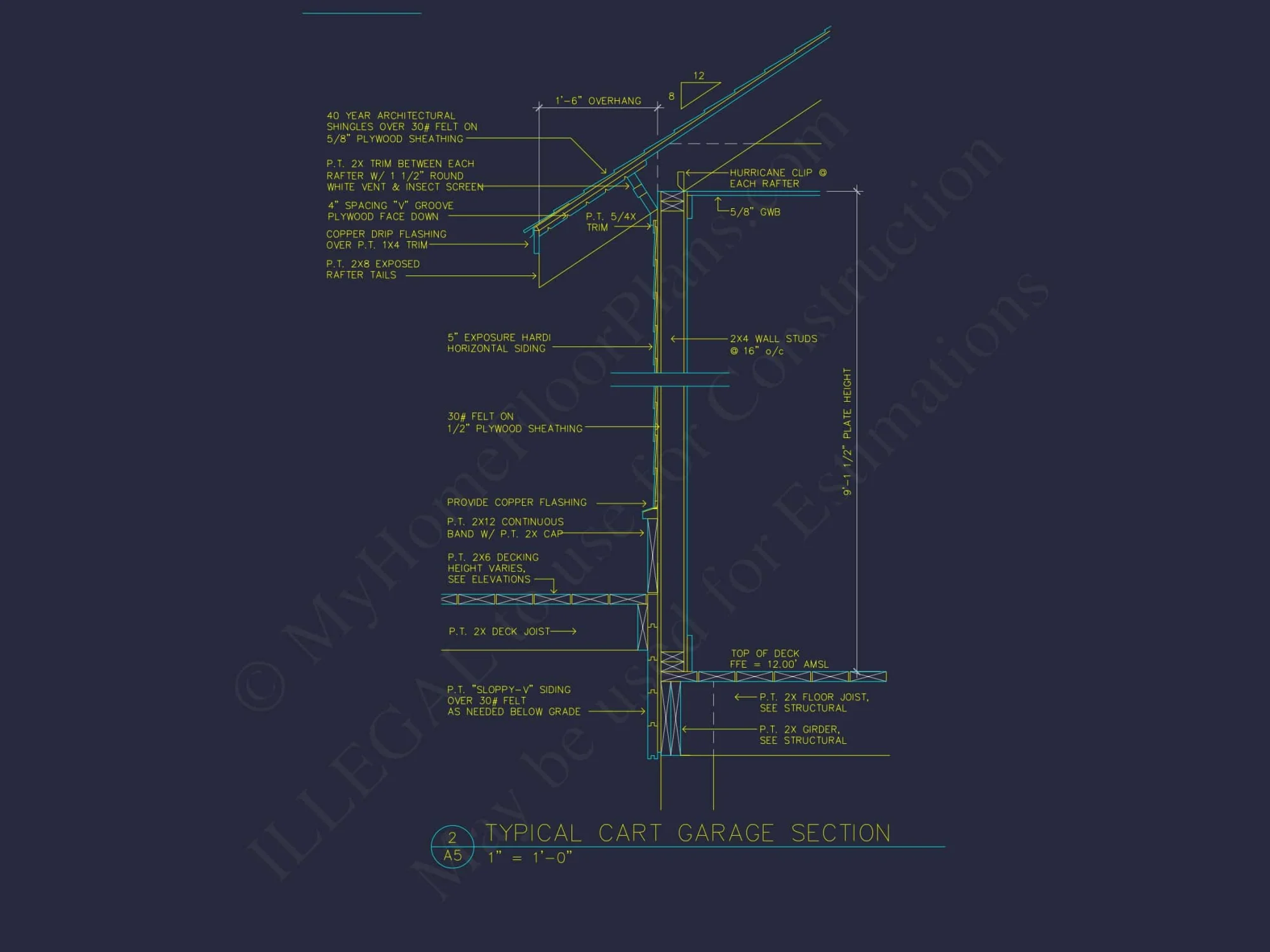 Compact 2-Bay Golf Cart Garage Blueprint with CAD Design