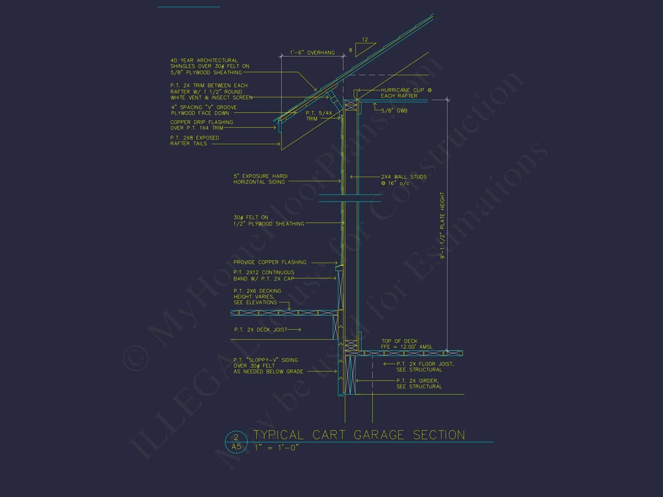 8-1962 GOLF CART PLAN - Compact 2-Bay Golf Cart Garage Blueprint with CAD Design 7 Compact 2-Bay Golf Cart Garage Blueprint with CAD Design