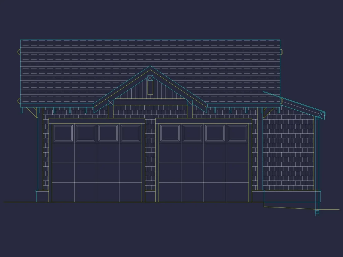 Compact 2-Bay Golf Cart Garage Blueprint with CAD Design