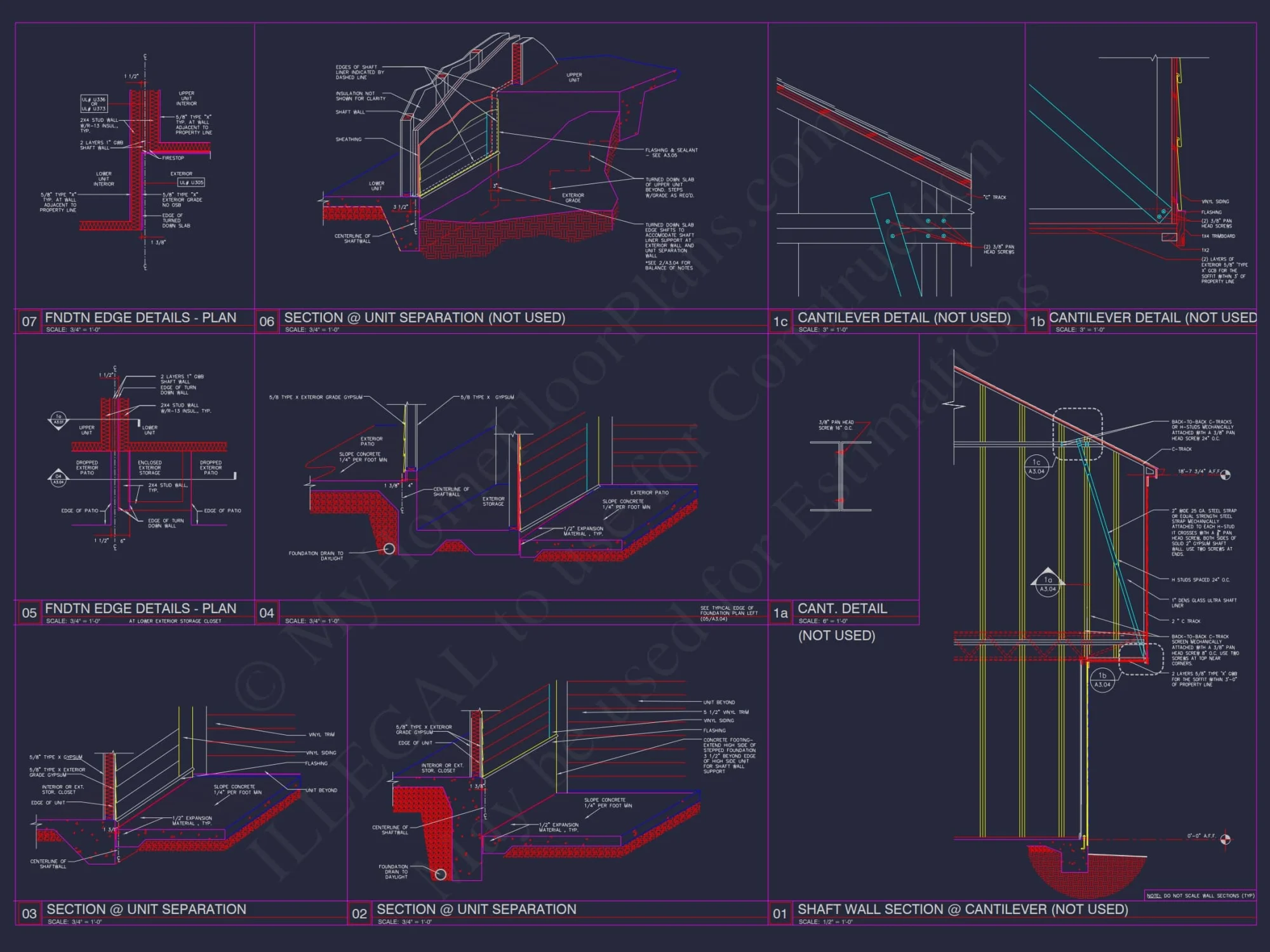 8-Unit Modern Craftsman Townhome Plan with Covered Porches & Bonus Rooms