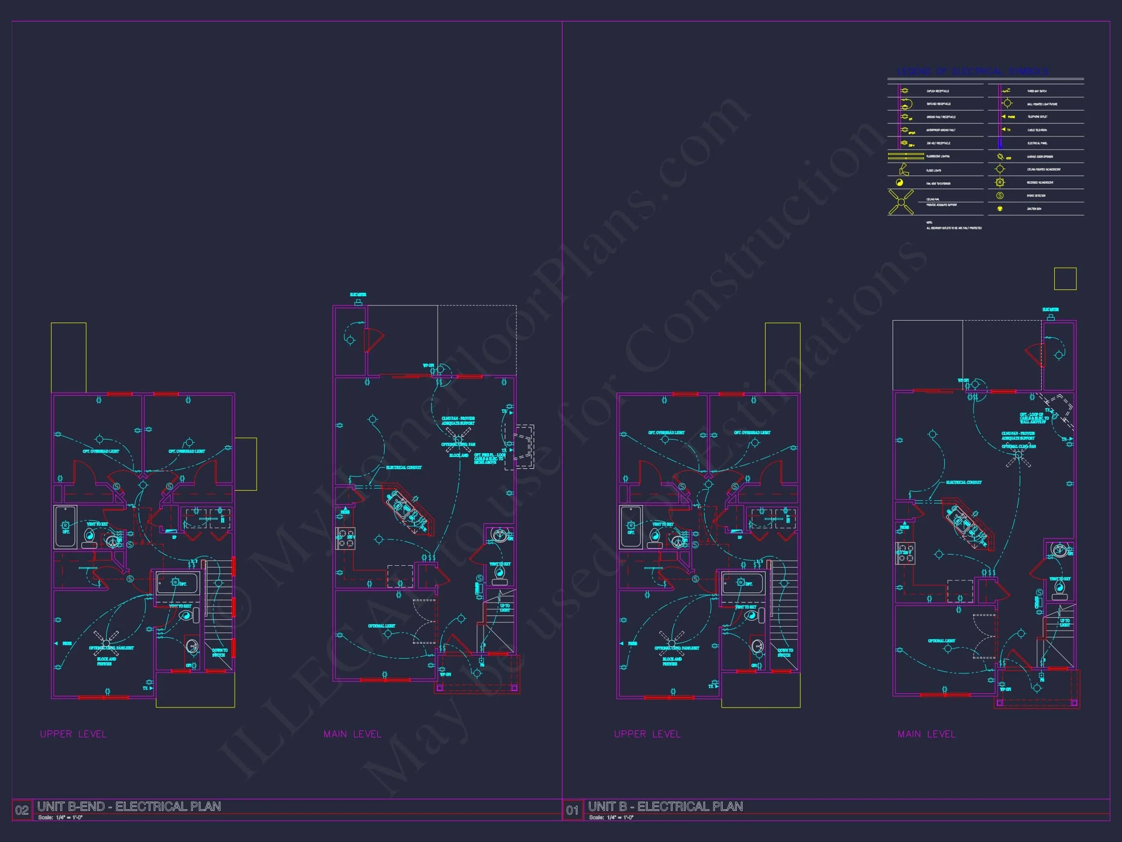 8-Unit Modern Craftsman Townhome Plan with Covered Porches & Bonus Rooms