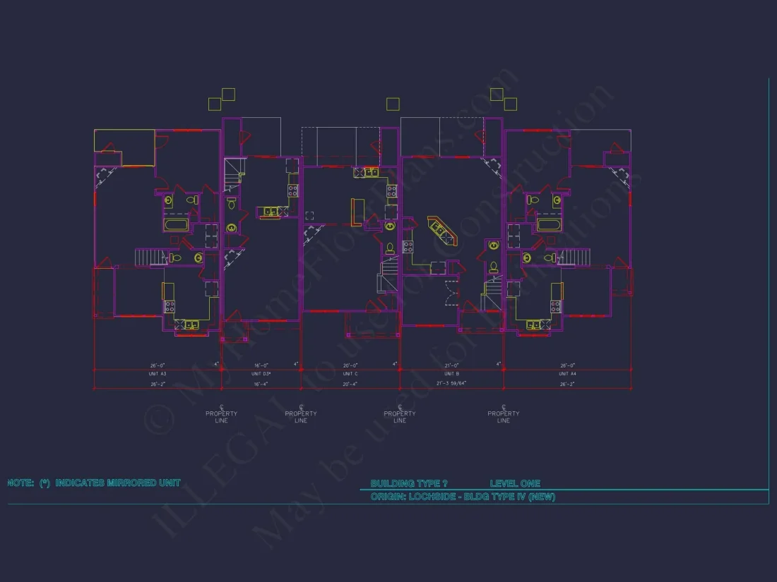 8-Unit Modern Craftsman Townhome Plan with Covered Porches & Bonus Rooms