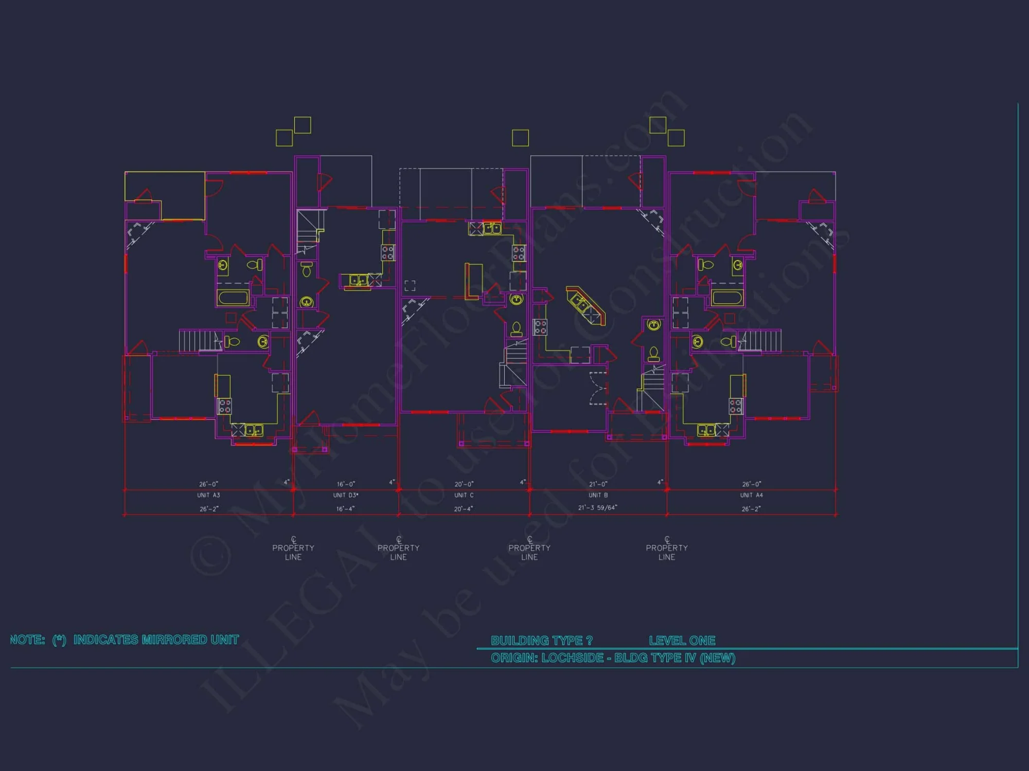 8-Unit Modern Craftsman Townhome Plan with Covered Porches & Bonus Rooms