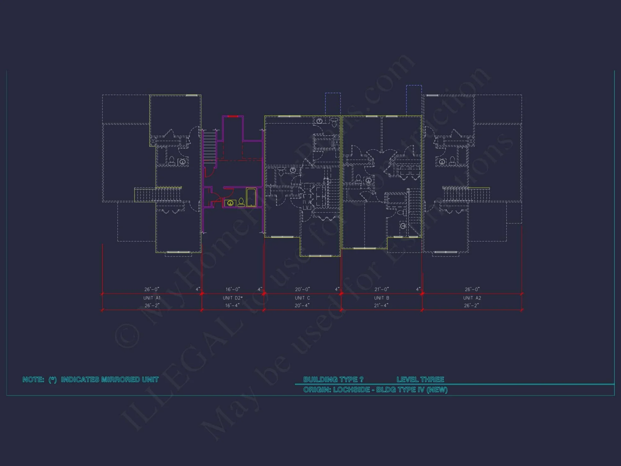 8-Unit Modern Craftsman Townhome Plan with Covered Porches & Bonus Rooms