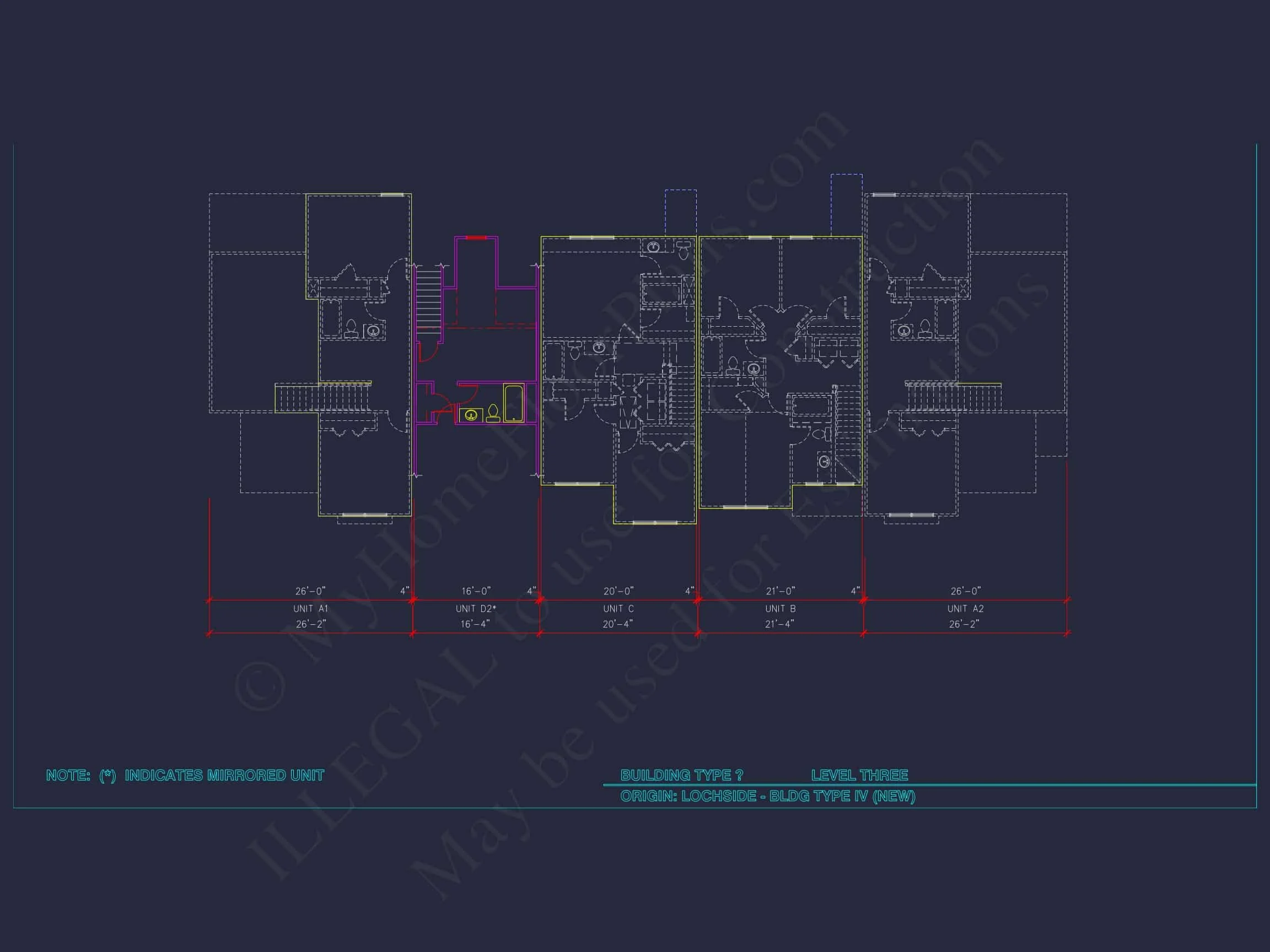 8-Unit Modern Craftsman Townhome Plan with Covered Porches & Bonus Rooms