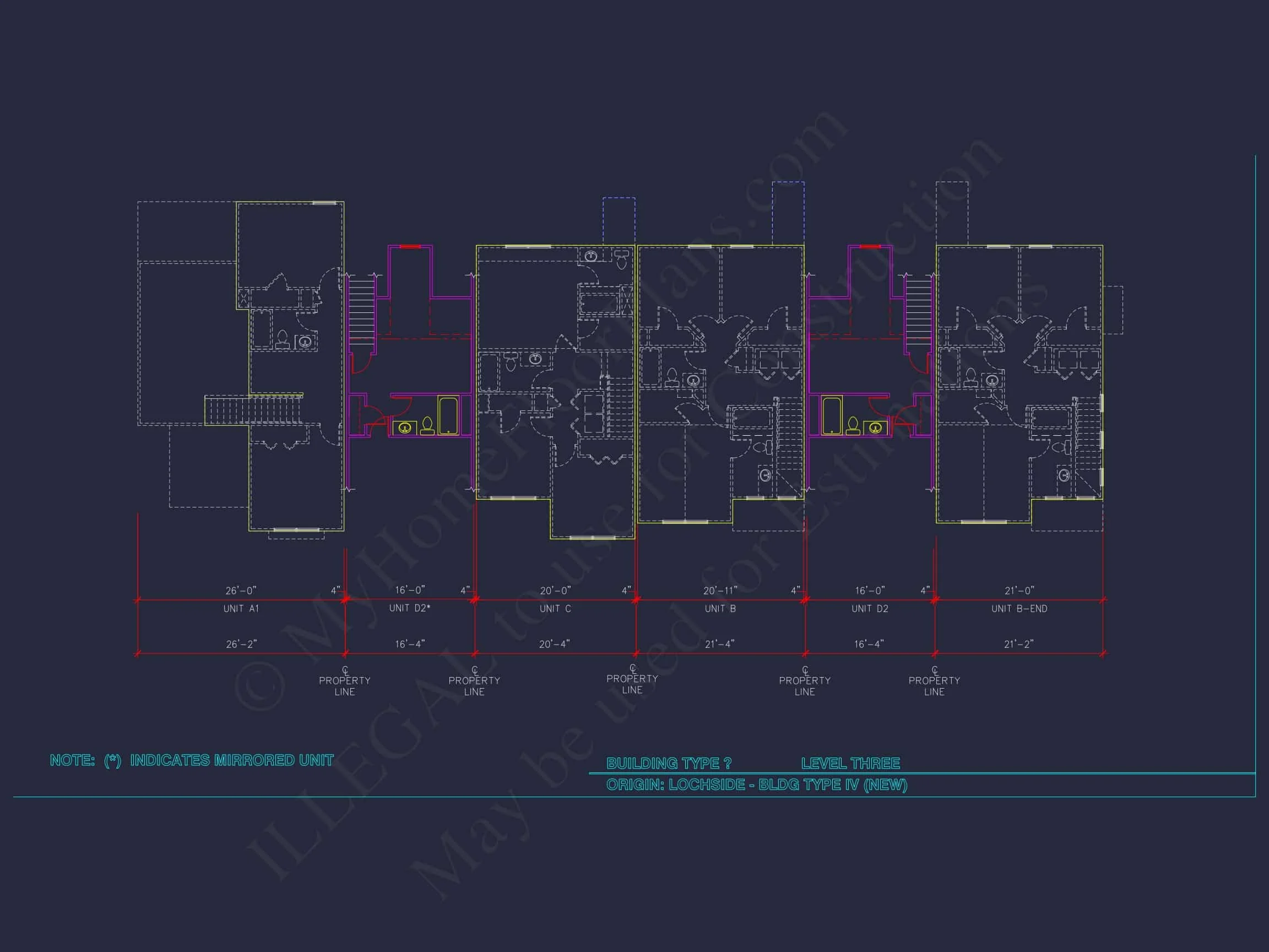 8-Unit Modern Craftsman Townhome Plan with Covered Porches & Bonus Rooms