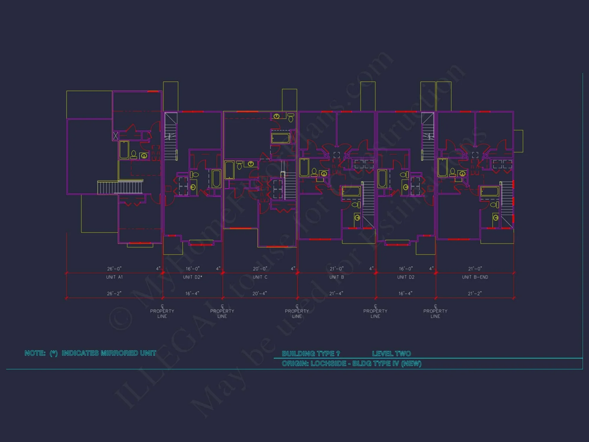 8-Unit Modern Craftsman Townhome Plan with Covered Porches & Bonus Rooms