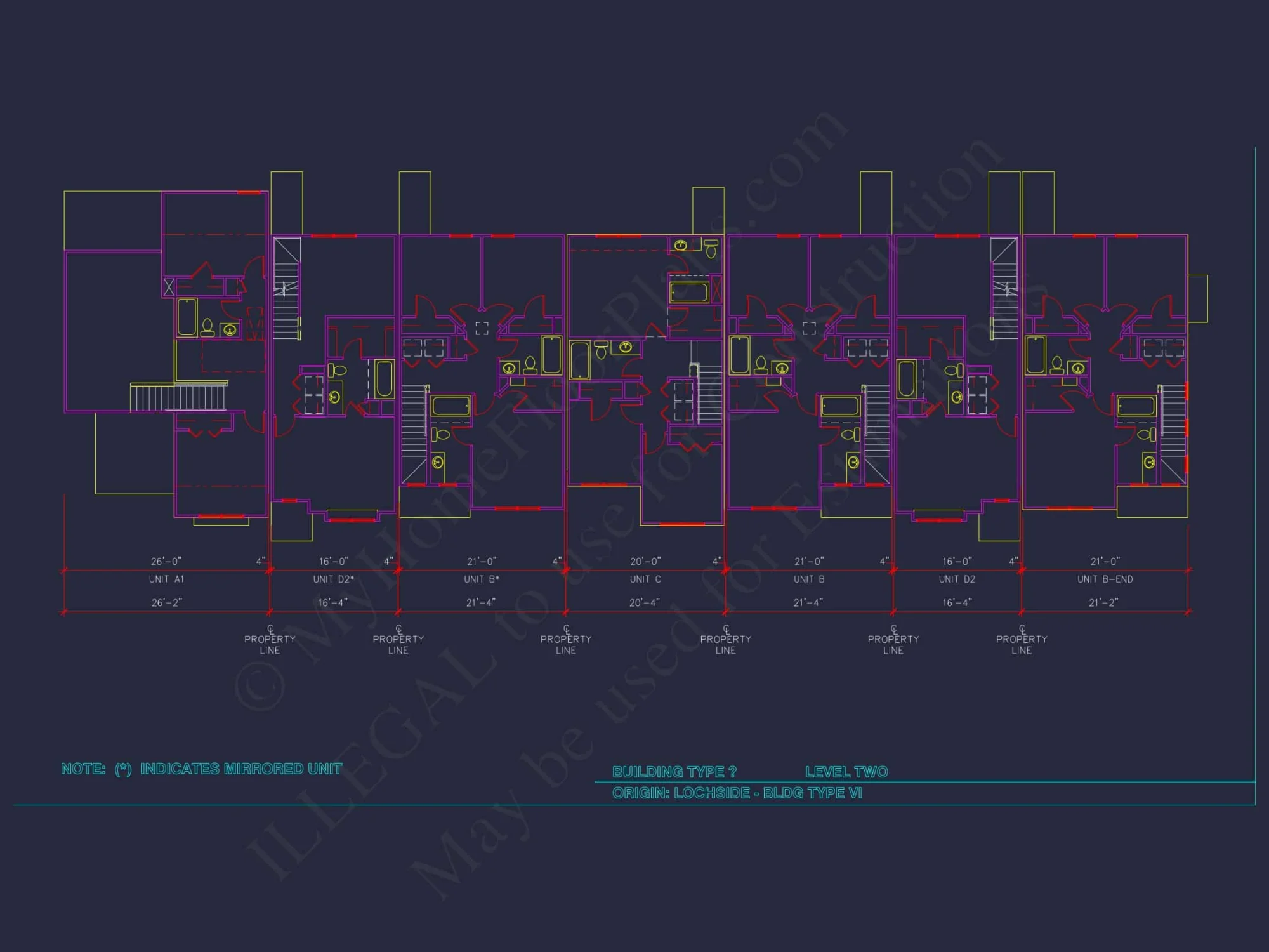 8-Unit Modern Craftsman Townhome Plan with Covered Porches & Bonus Rooms
