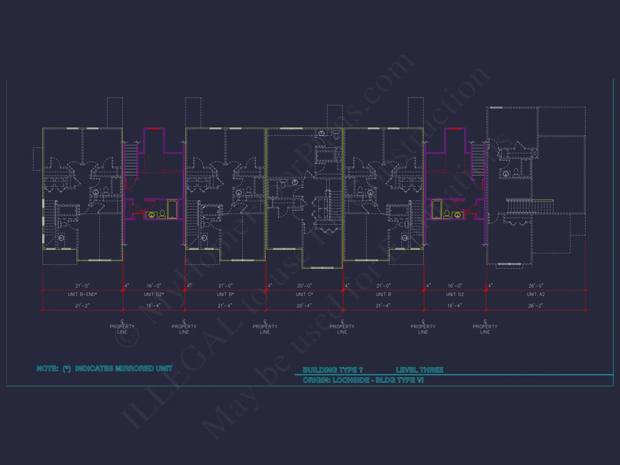 8-Unit Modern Craftsman Townhome Plan with Covered Porches & Bonus Rooms