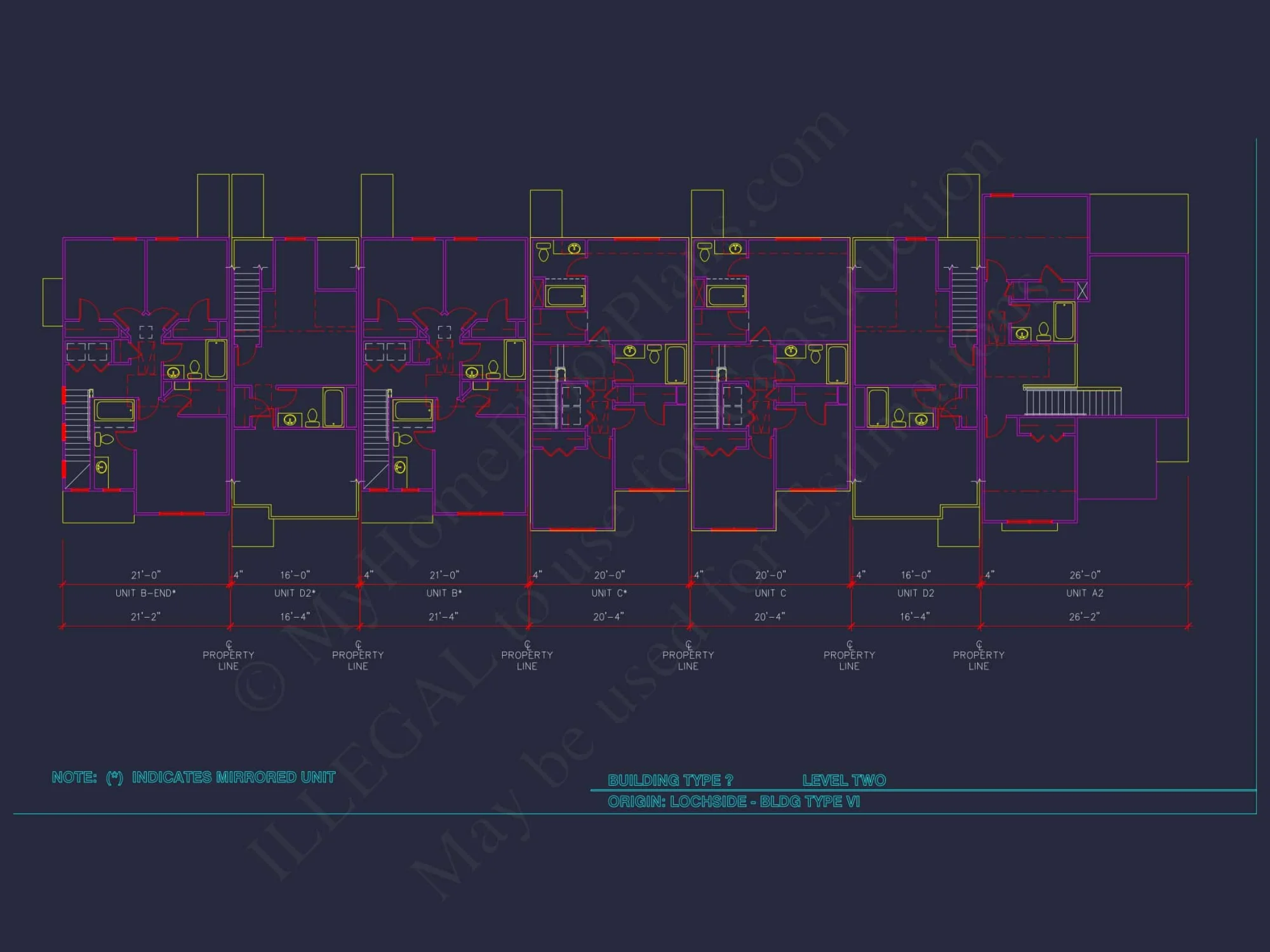 8-Unit Modern Craftsman Townhome Plan with Covered Porches & Bonus Rooms
