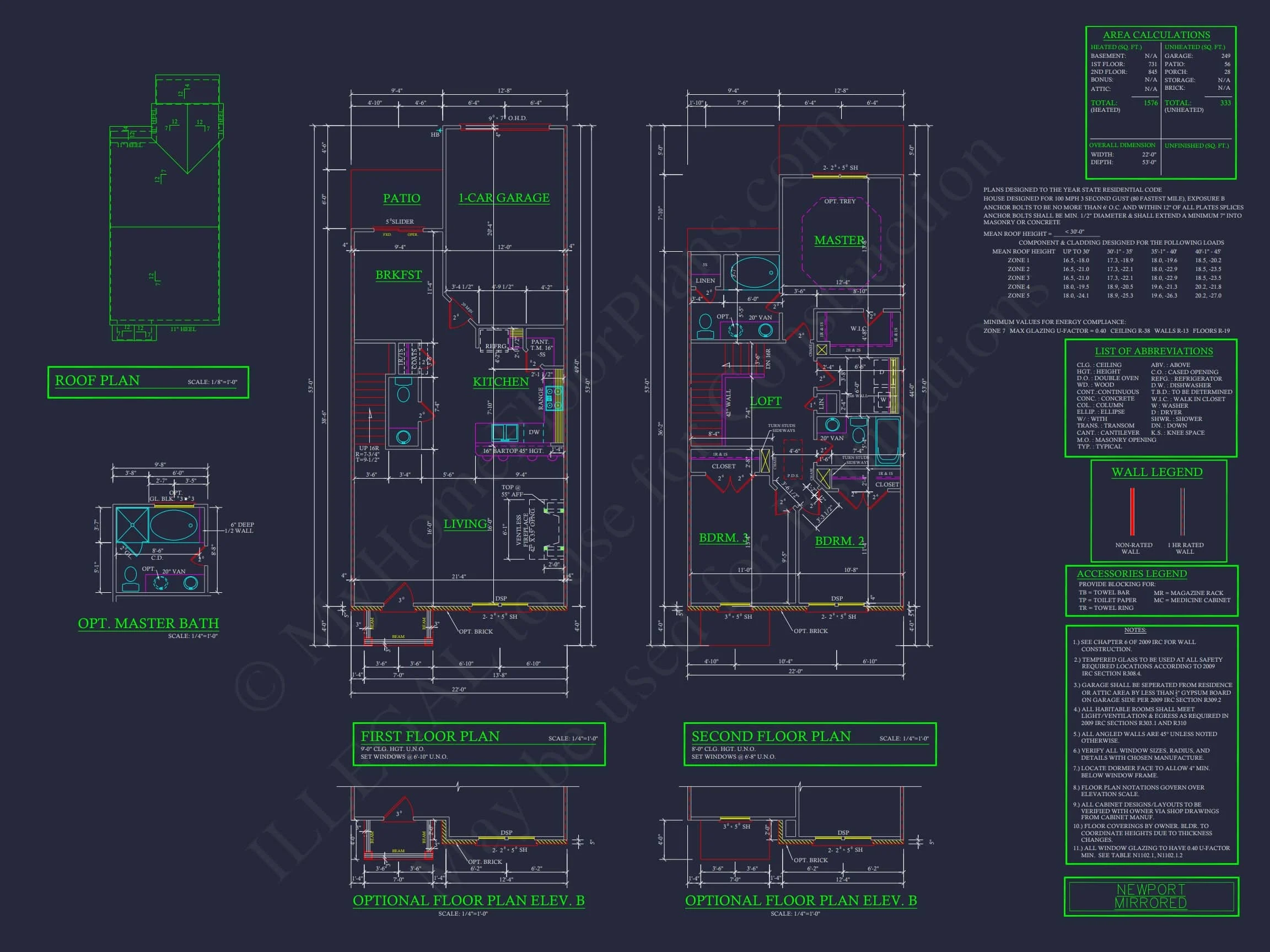 11-1083-1 7-UNIT TOWNHOUSE PLAN -Traditional Suburban Home Plan - 3-Bed, 2-Bath, 1,664 SF 4 Elegant 2-Story House Plan with Traditional Design