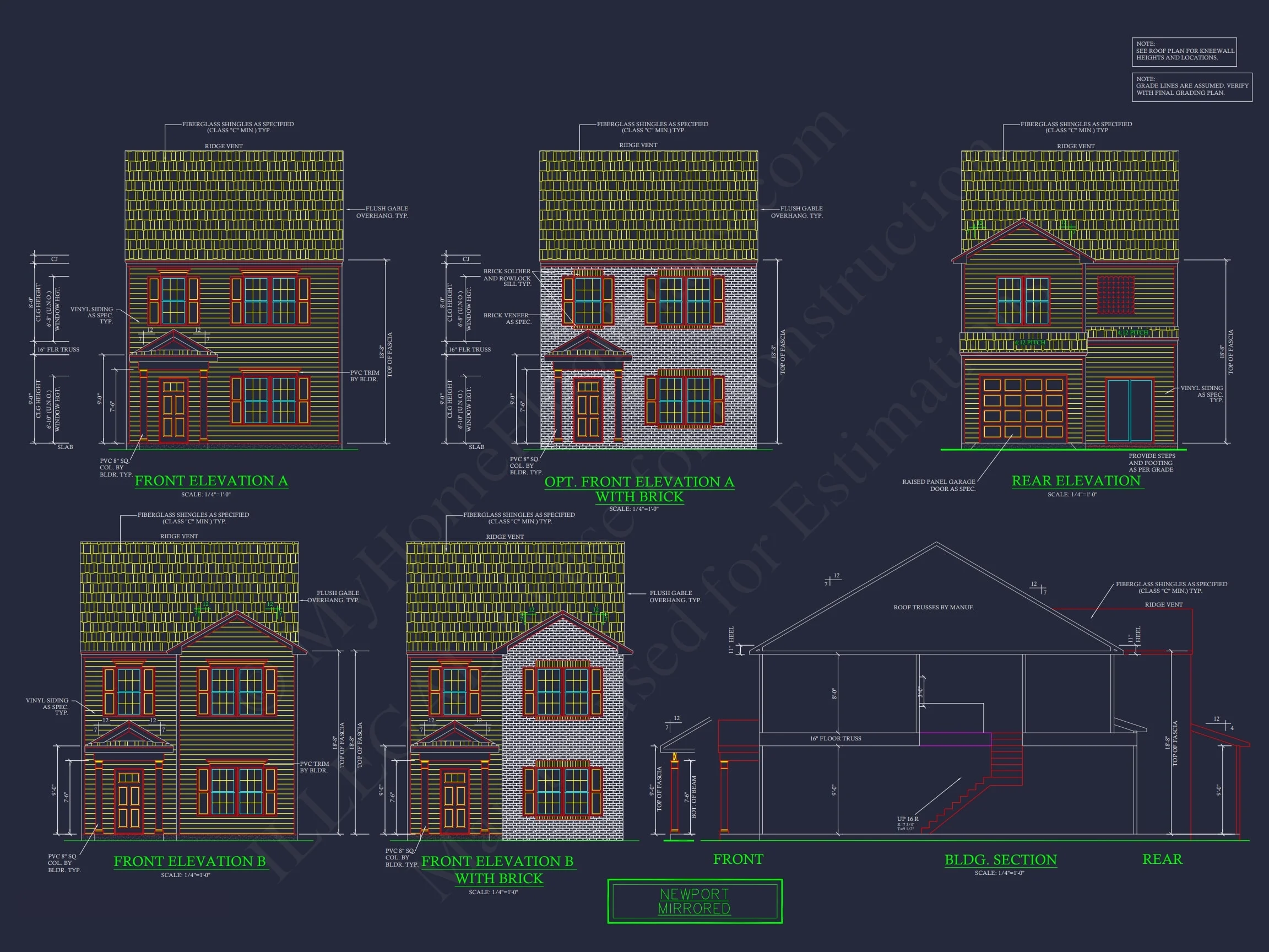 11-1083-1 7-UNIT TOWNHOUSE PLAN -Traditional Suburban Home Plan - 3-Bed, 2-Bath, 1,664 SF 8 Elegant 2-Story House Plan with Traditional Design