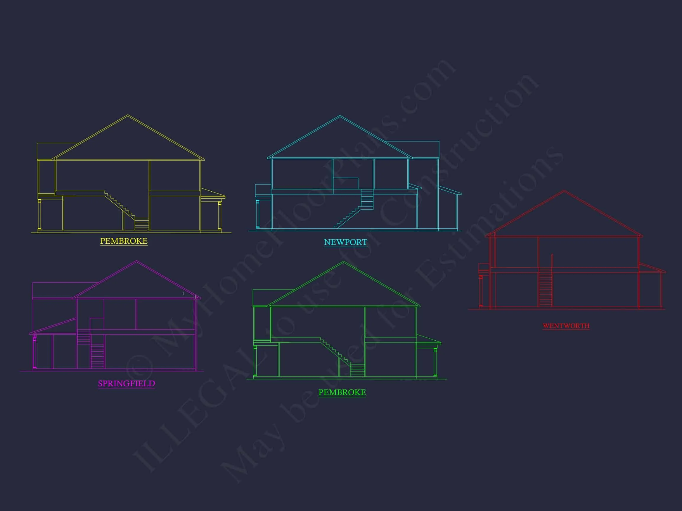 11-1083-1 7-UNIT TOWNHOUSE PLAN -Traditional Suburban Home Plan - 3-Bed, 2-Bath, 1,664 SF 11 Elegant 2-Story House Plan with Traditional Design