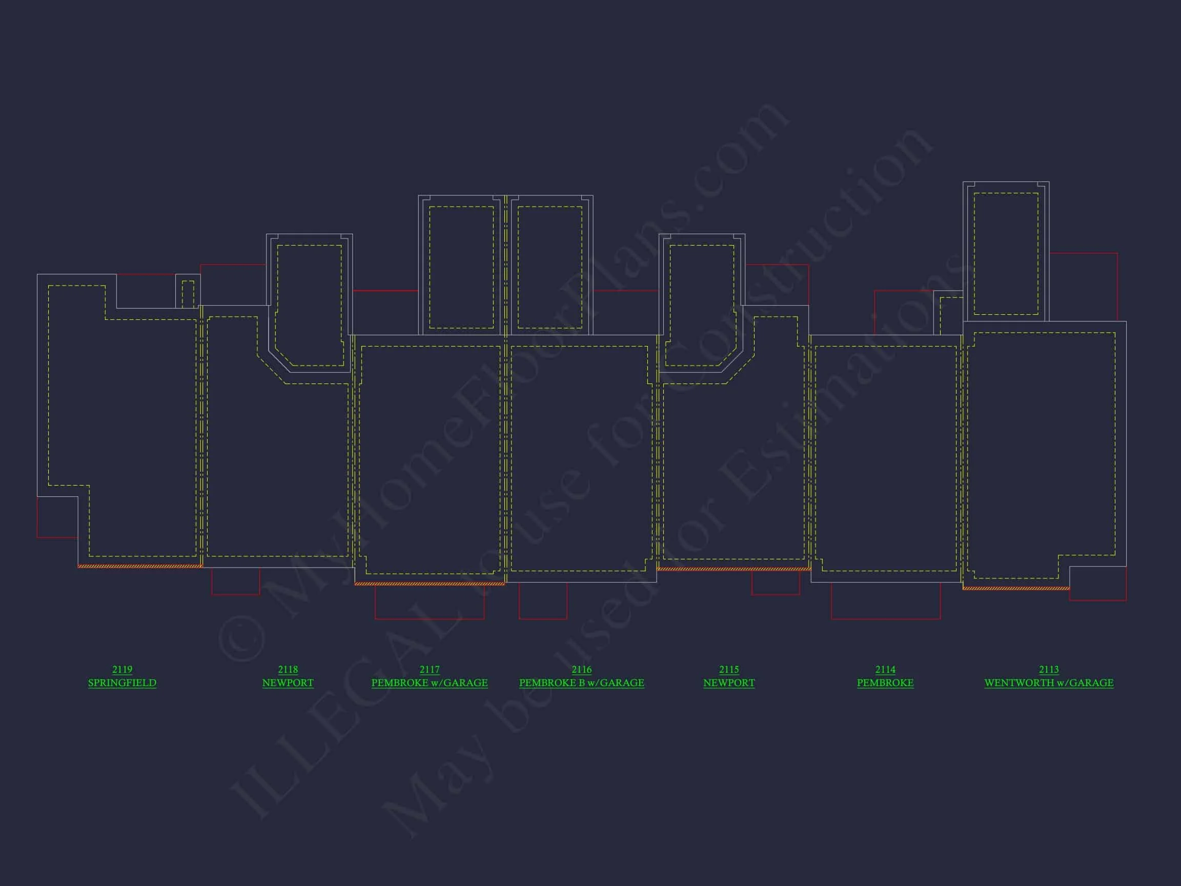 11-1083-1 7-UNIT TOWNHOUSE PLAN -Traditional Suburban Home Plan - 3-Bed, 2-Bath, 1,664 SF 12 Elegant 2-Story House Plan with Traditional Design