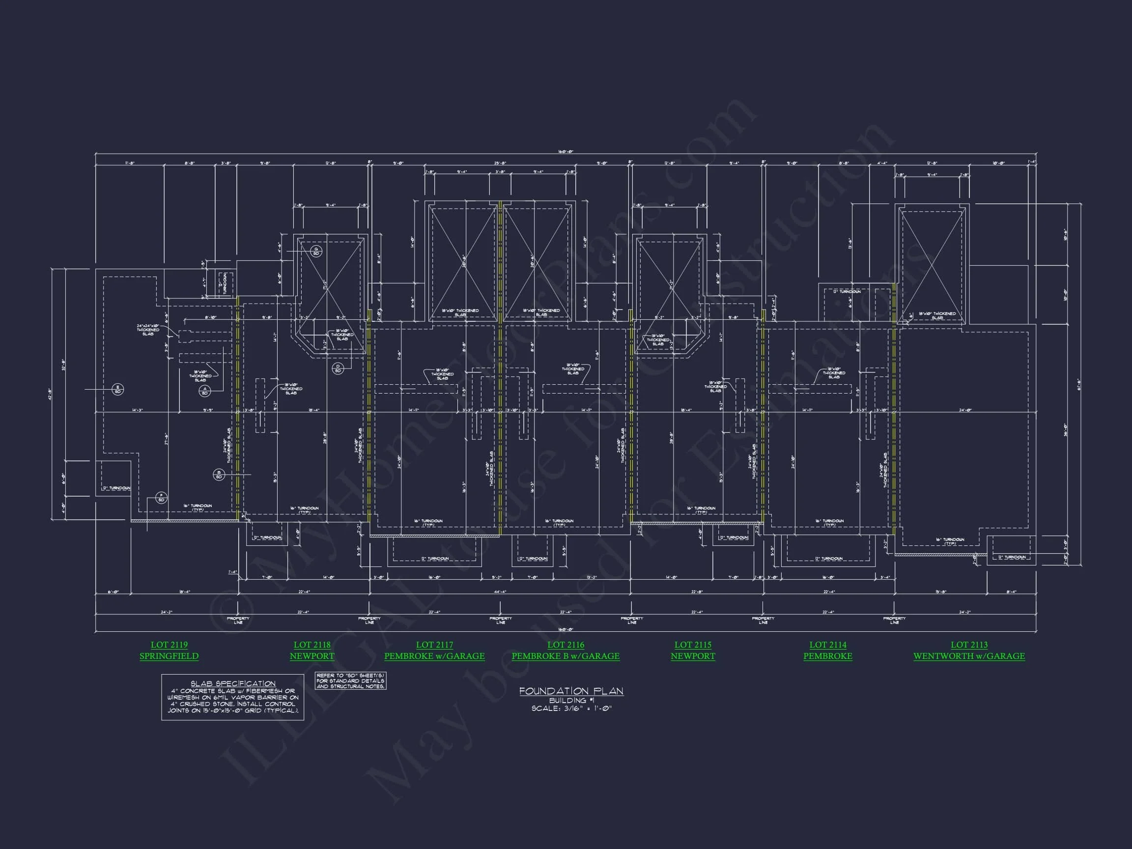 11-1083-1 7-UNIT TOWNHOUSE PLAN -Traditional Suburban Home Plan - 3-Bed, 2-Bath, 1,664 SF 16 Elegant 2-Story House Plan with Traditional Design
