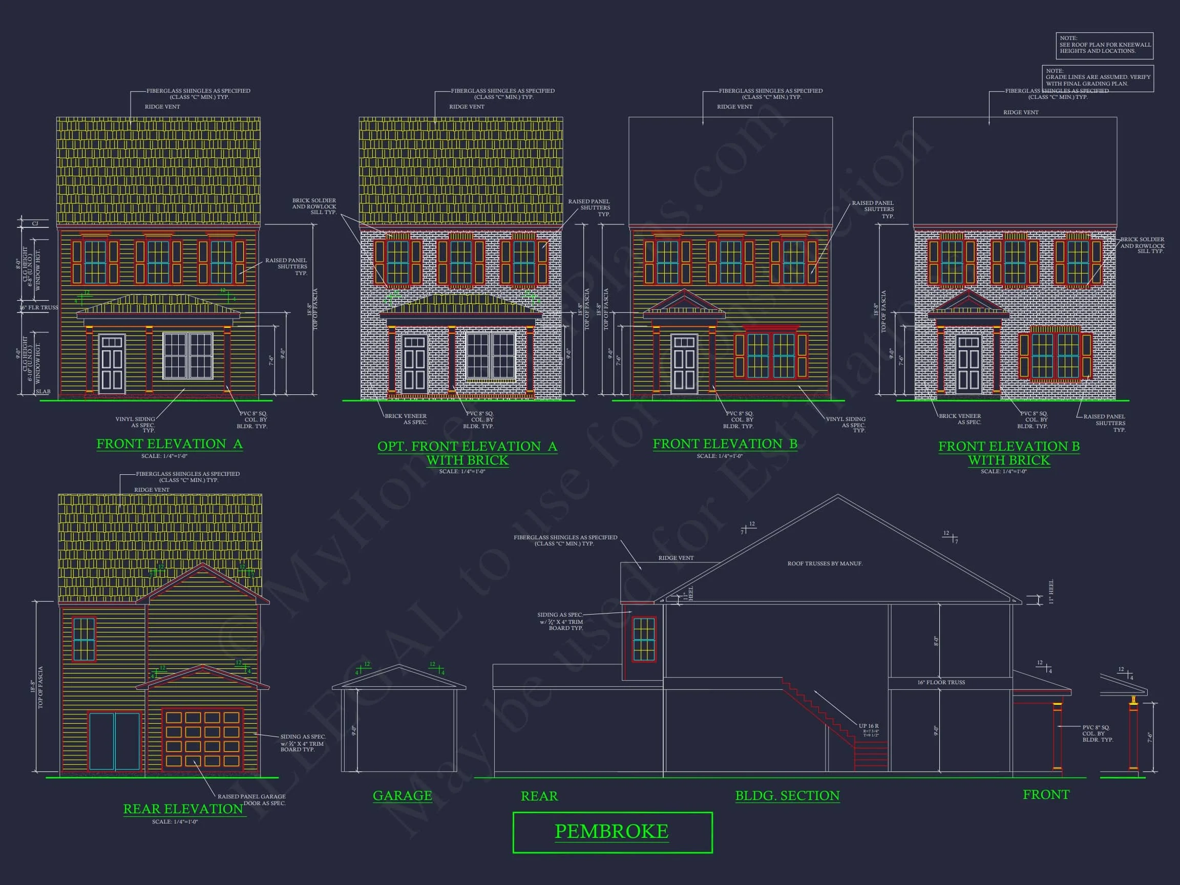 11-1083-1 7-UNIT TOWNHOUSE PLAN -Traditional Suburban Home Plan - 3-Bed, 2-Bath, 1,664 SF 3 Elegant 2-Story House Plan with Traditional Design