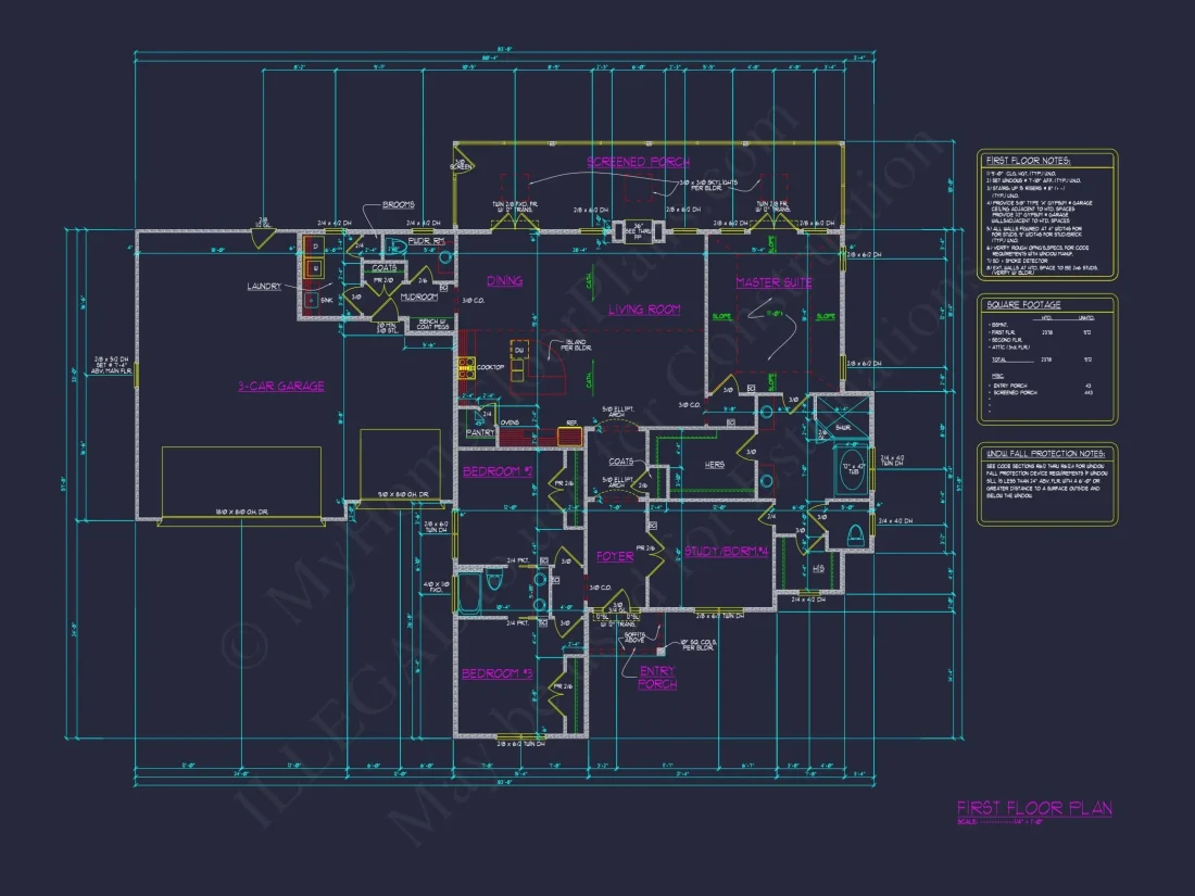 Single-Story Ranch House Plan with Open Layout and 3-Car Garage