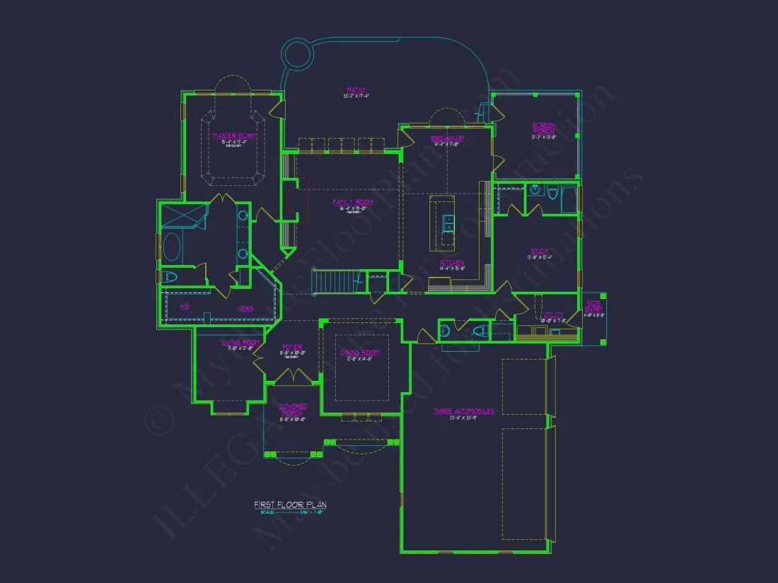 Traditional 5-Bedroom House Plan with 3-Car Garage | Blueprints & CAD Files