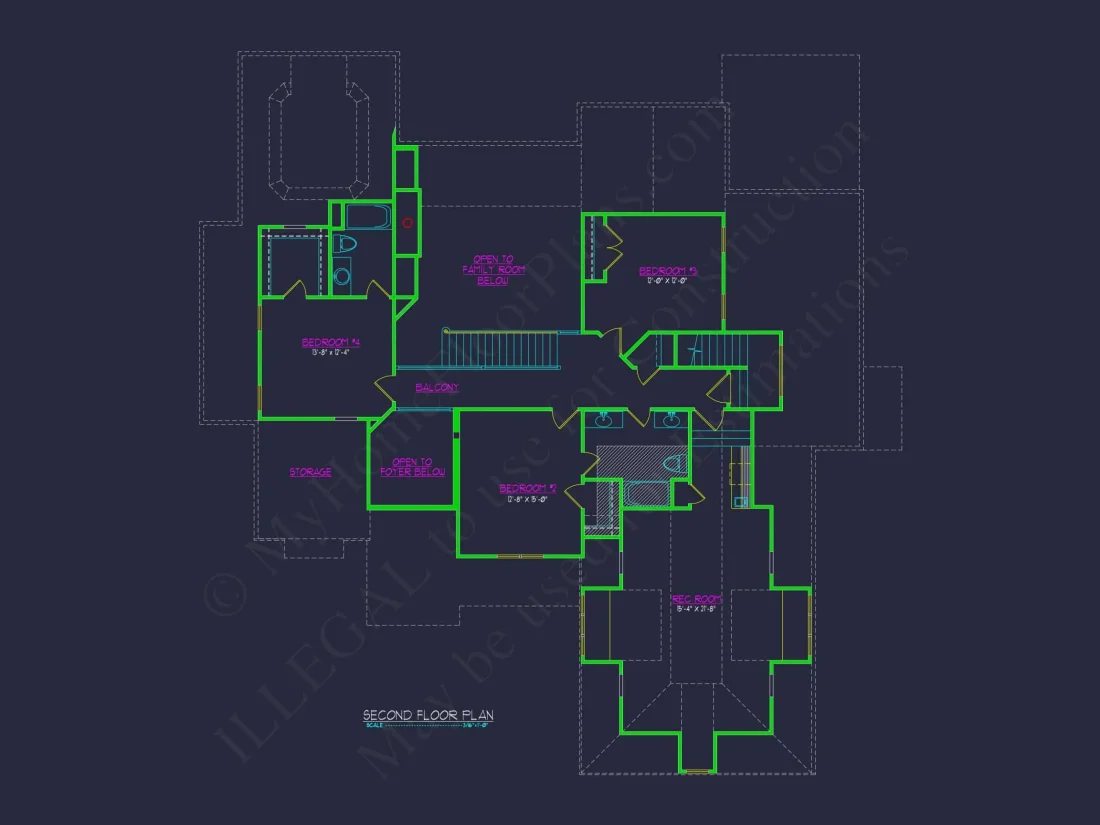 Traditional 5-Bedroom House Plan with 3-Car Garage | Blueprints & CAD Files