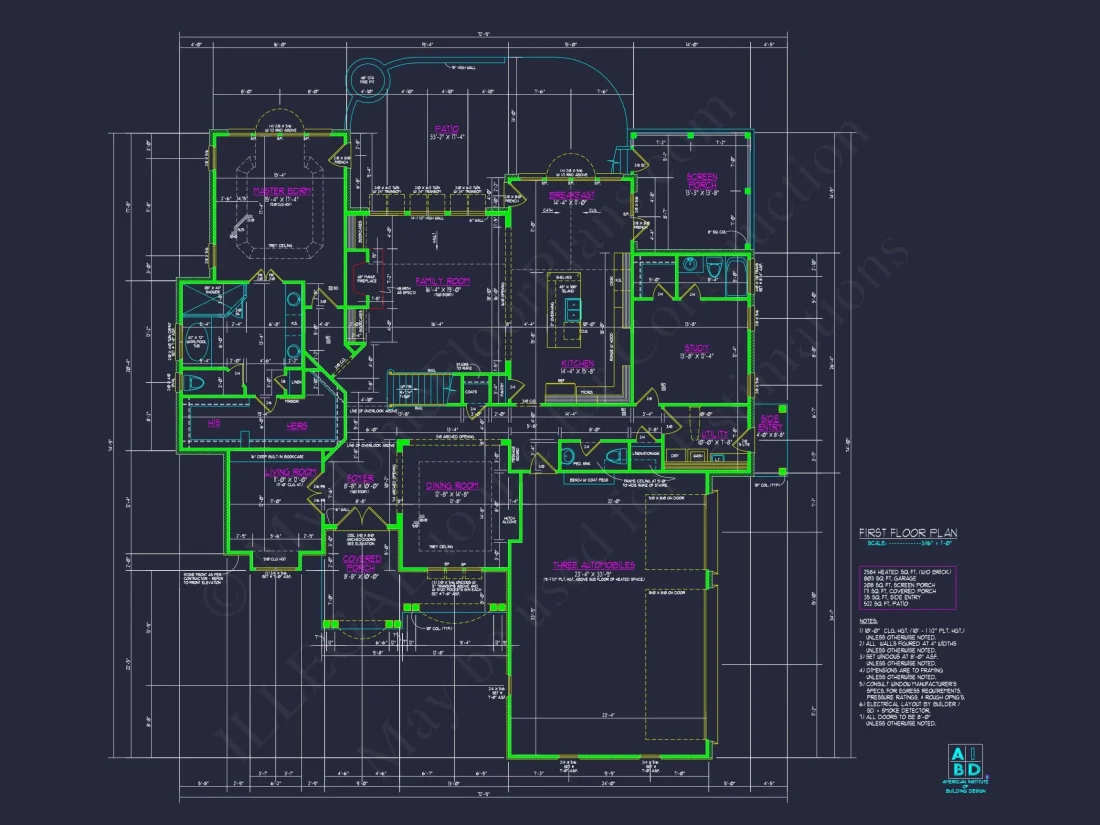 Traditional 5-Bedroom House Plan with 3-Car Garage | Blueprints & CAD Files