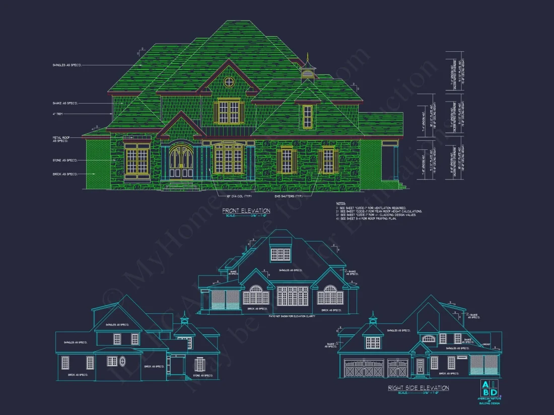 Traditional 5-Bedroom House Plan with 3-Car Garage | Blueprints & CAD Files