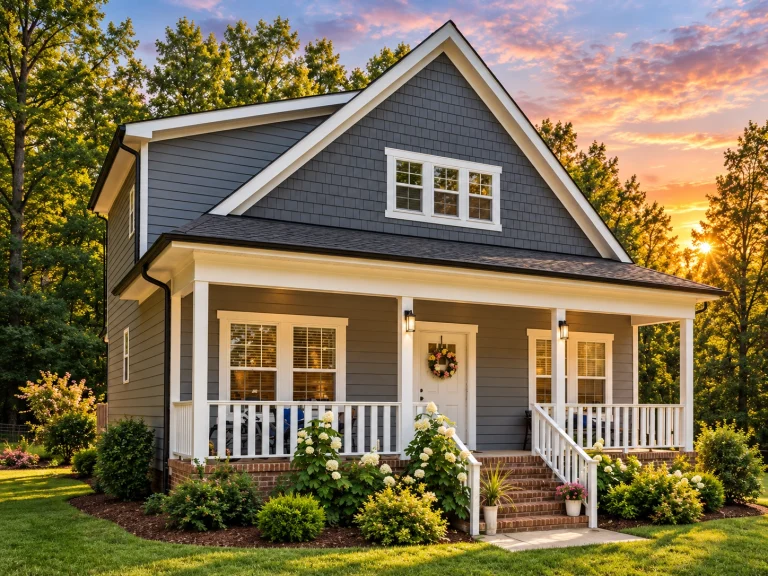 House Plans with Recreation Room 15 Front view of a Traditional Cottage style home featuring Craftsman-inspired detailing, lap siding, and a welcoming covered front porch surrounded by nature.