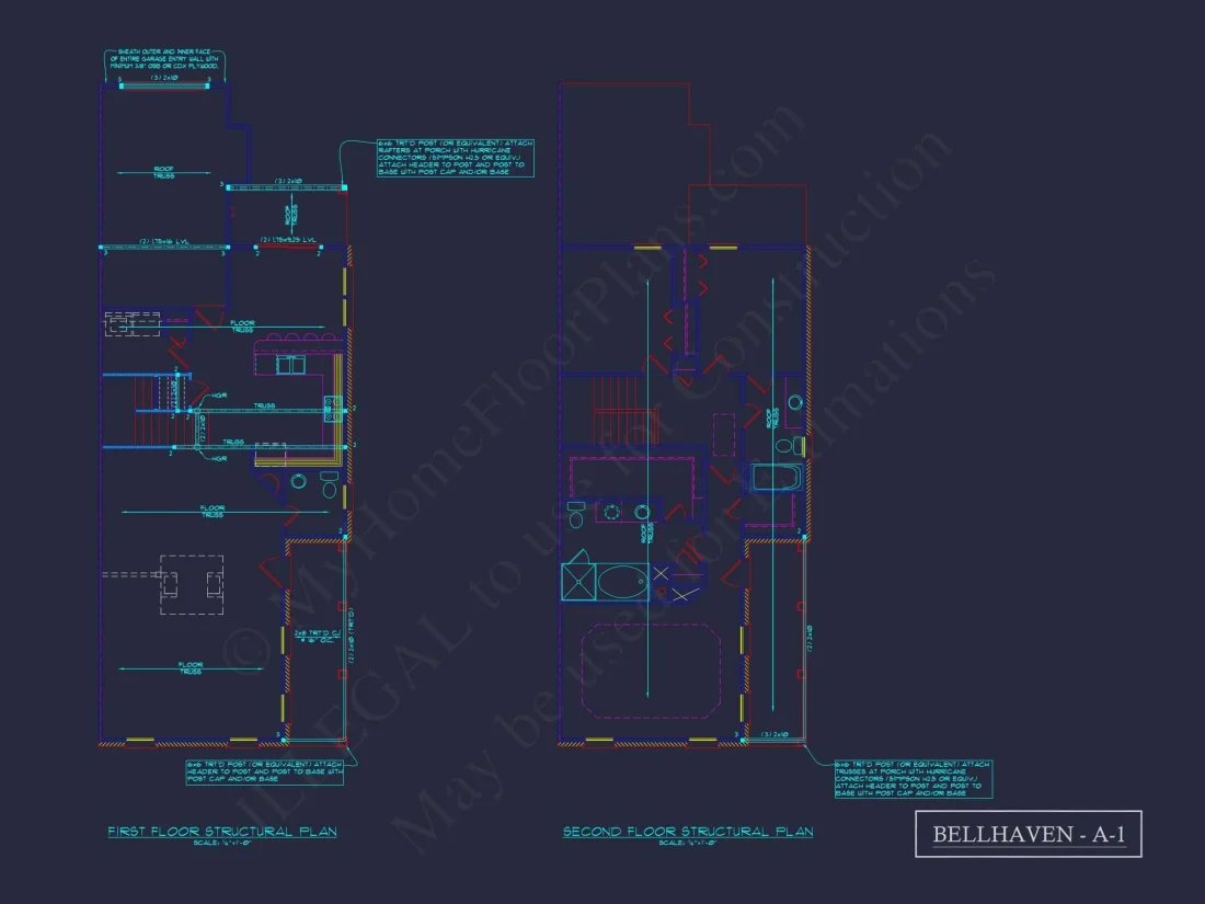 Colonial Revival Townhome CAD Floor Plan & Rear Entry Garage