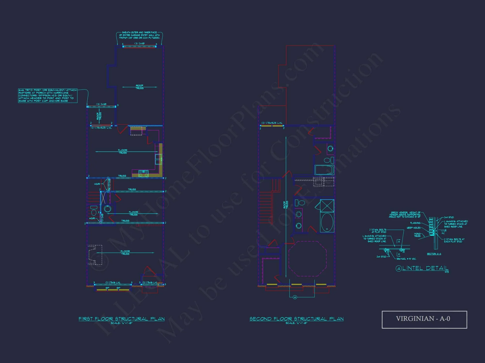 Colonial Revival Townhome CAD Floor Plan & Rear Entry Garage