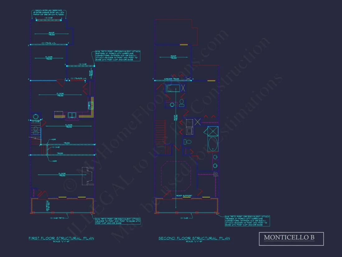 Colonial Revival Townhome CAD Floor Plan & Rear Entry Garage