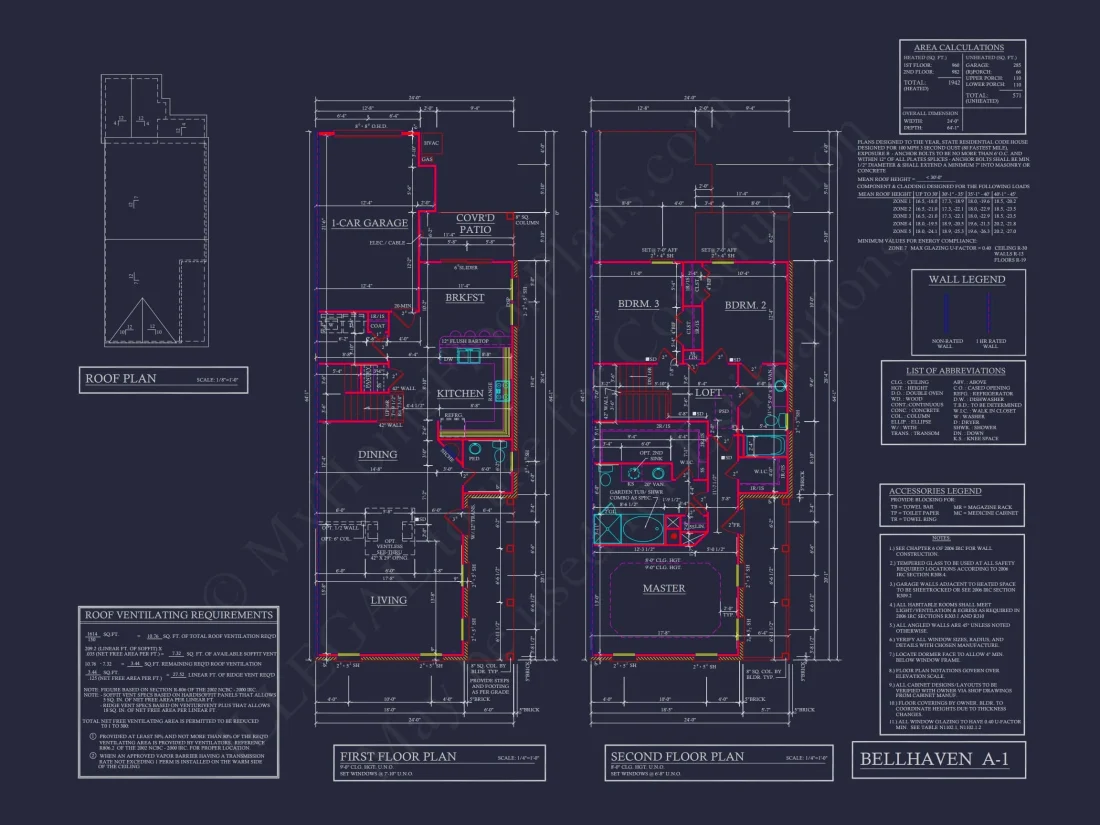 Colonial Revival Townhome CAD Floor Plan & Rear Entry Garage