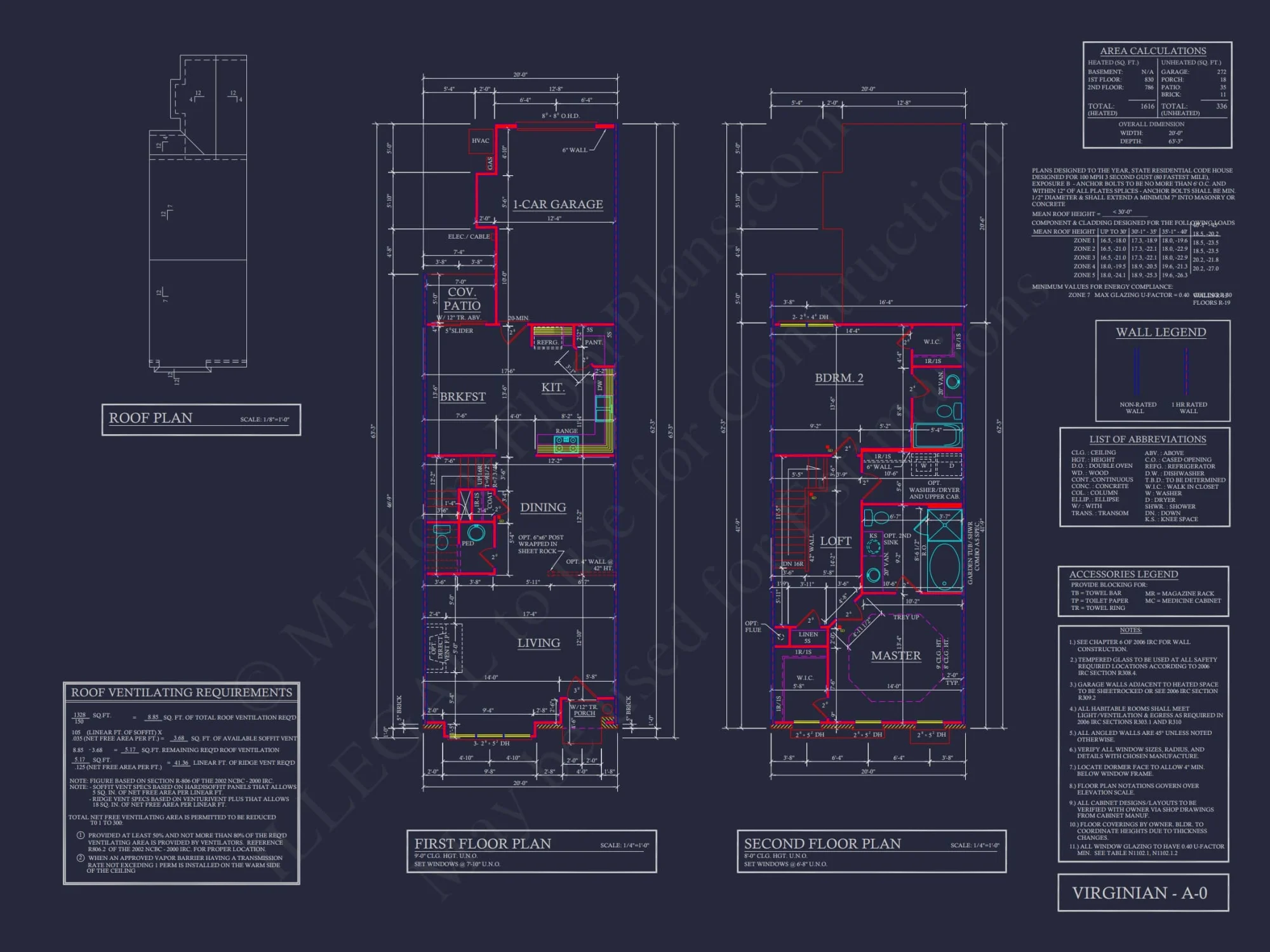 Colonial Revival Townhome CAD Floor Plan & Rear Entry Garage