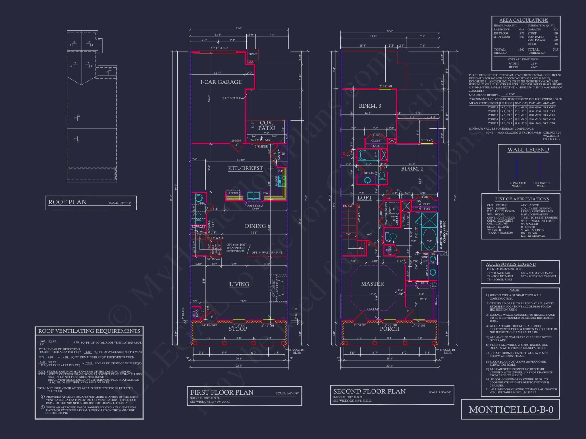 Colonial Revival Townhome CAD Floor Plan & Rear Entry Garage