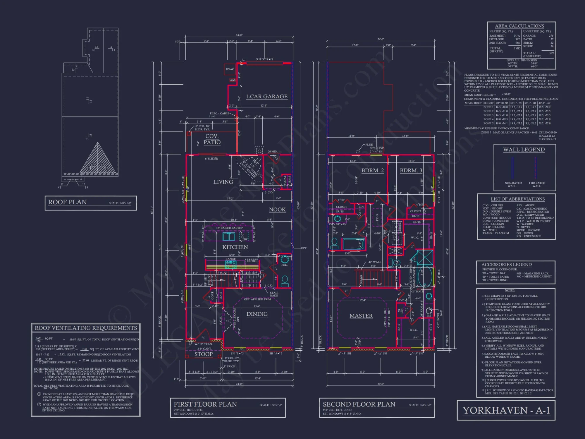 Colonial Revival Townhome CAD Floor Plan & Rear Entry Garage