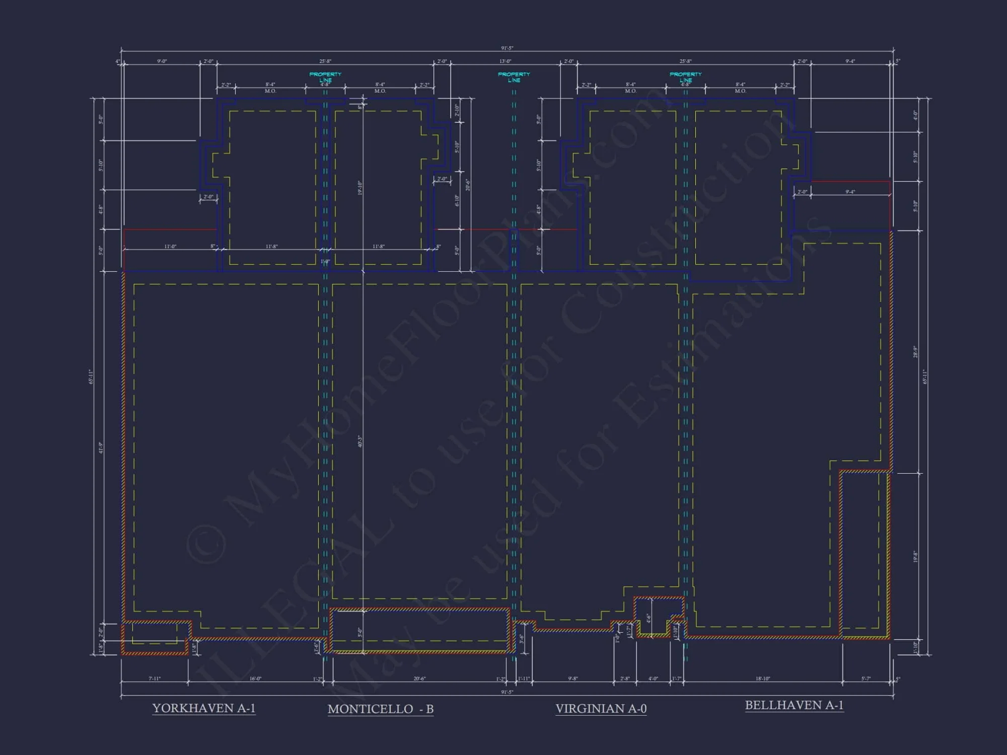Colonial Revival Townhome CAD Floor Plan & Rear Entry Garage